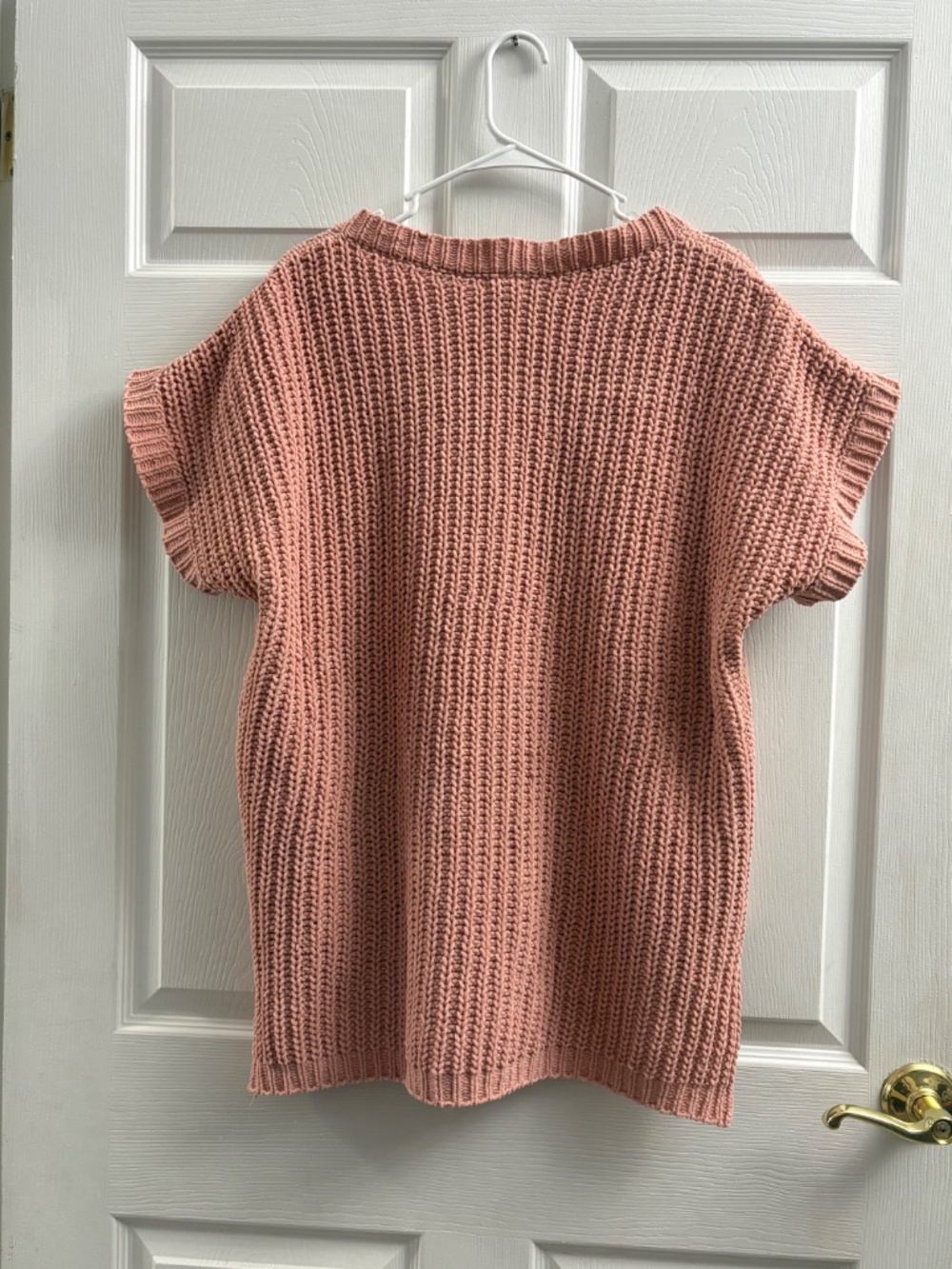 Women's POL Knit Short Sleeve V-Neck Oversized Sweater - Picture 4 of 5